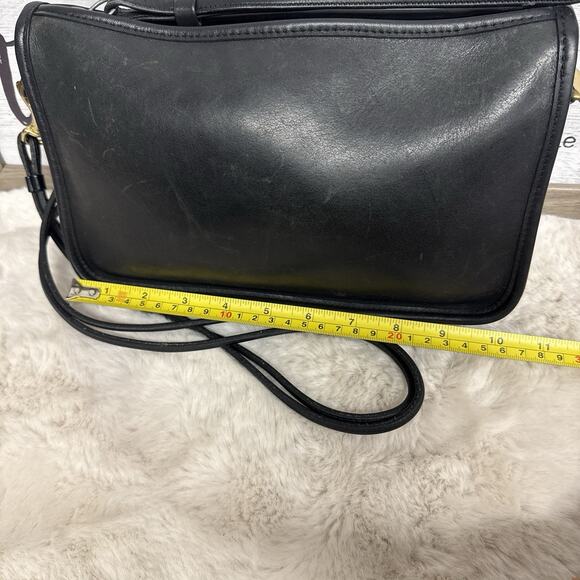 Vintage Coach Leather Basic Bag Purse Black Double Strap Made in USA 021-9003 - Picture 10 of 14